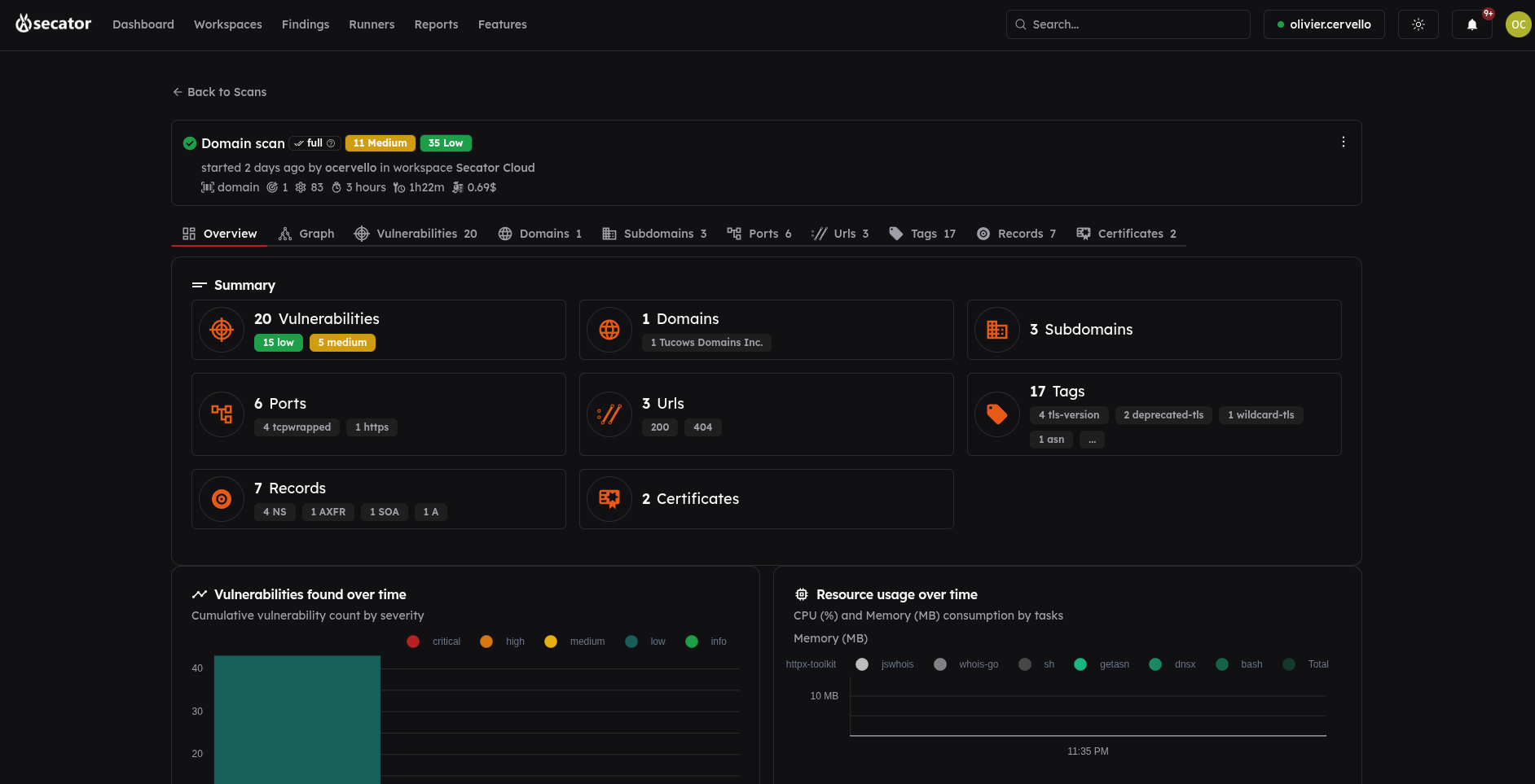 Secator Cloud screenshot